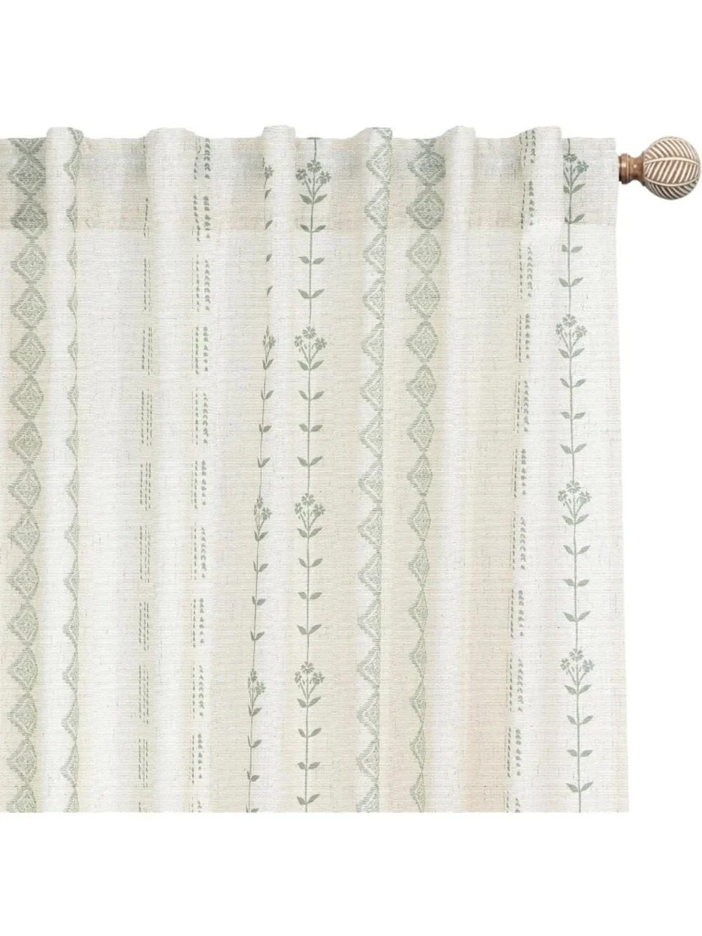 Boho Sage Green Sheer Linen Curtains 63